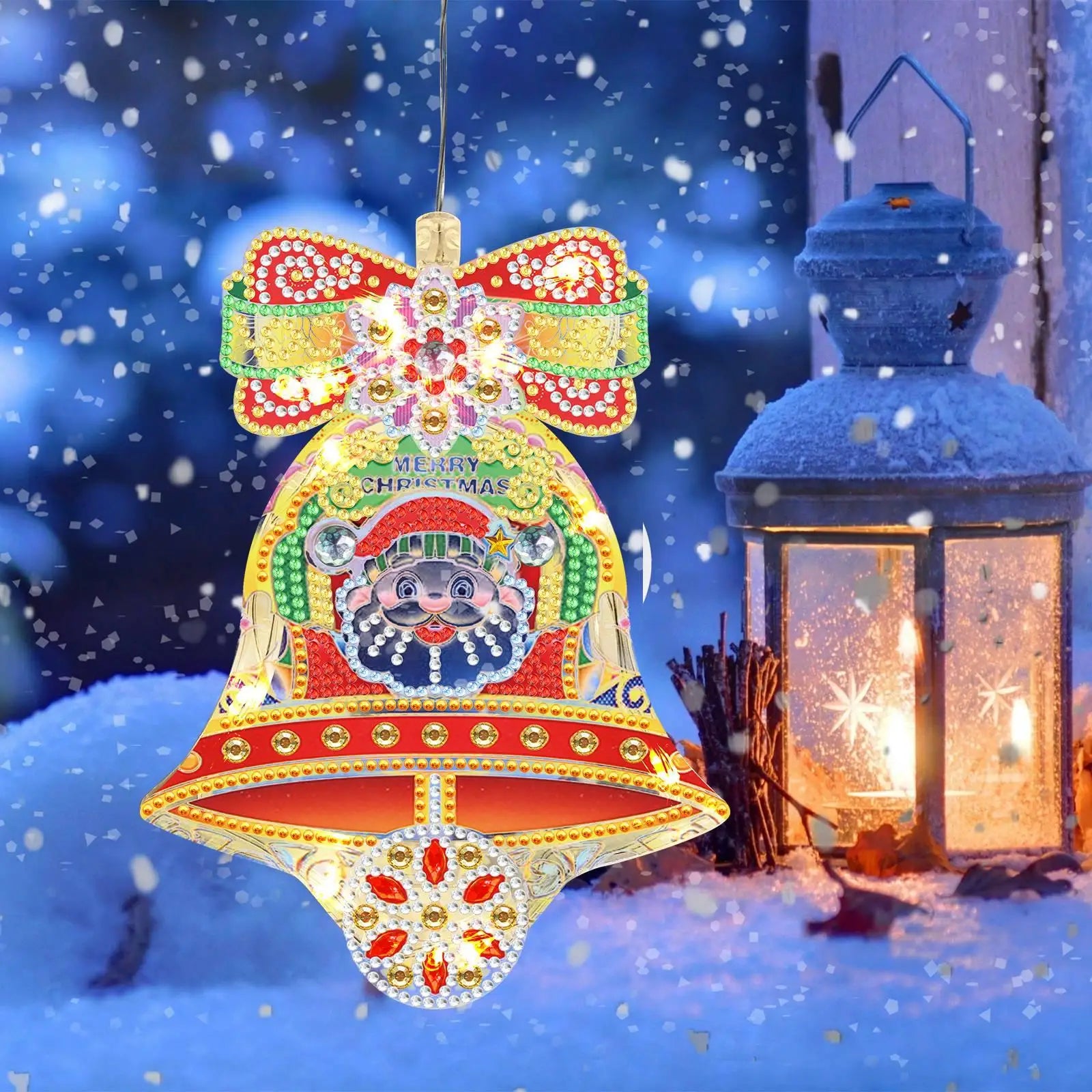 LS 5D Full Drill LED Lamp Classic Christmas DIY Shape PVC Window Sucker Decoration Diamond Painting Printed DIY Christmas