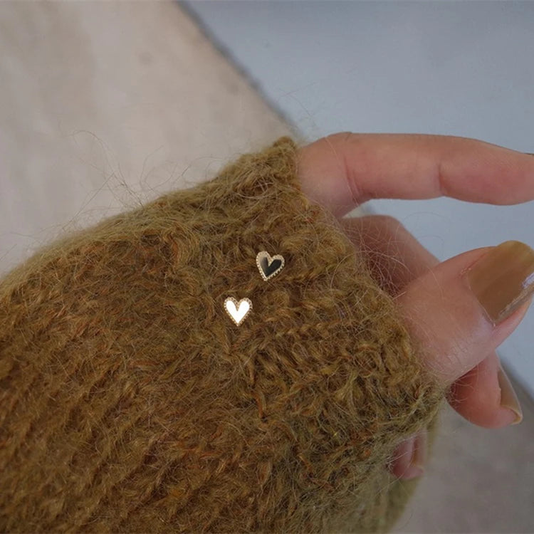 Earrings Gold Plated Tiny Heart Earrings Small Heart Cake Earrings