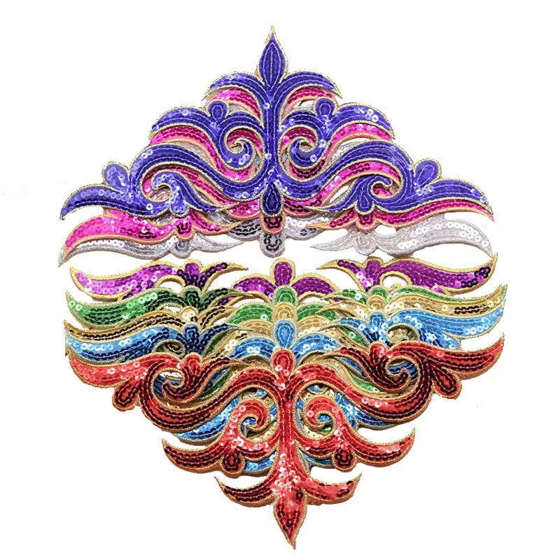 Costume Dress Embellishments Embroidery Sequined Applique Sticker Iron-on Shoes Bags Hat Decorative Diy Glitter Sparkle Patch