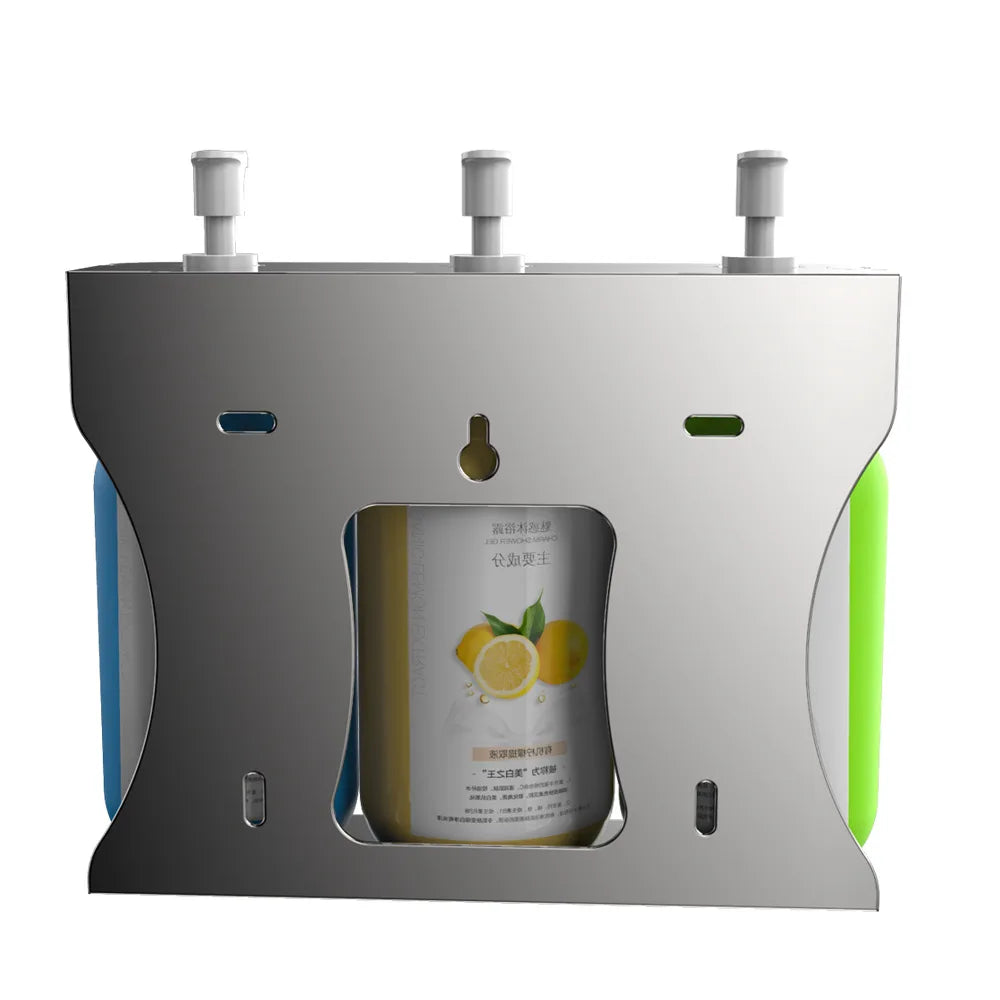 Hotel-Grade 304 Stainless Steel Wall-Mounted Non-Perforated Shampoo Bracket for Liquid Soap Dispensers