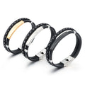 Custom Engraved Men's Leather Bracelet Multi-Layer Braided Leather Beaded Bangle Stainless Steel ID Bar Personalized Jewelry MegaBDM