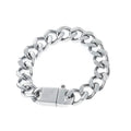 Men Stainless Steel Bracelet Rhodium Plated Curb Cuban Link Chain Trendy Statement Jewelry for Men Women Anniversary