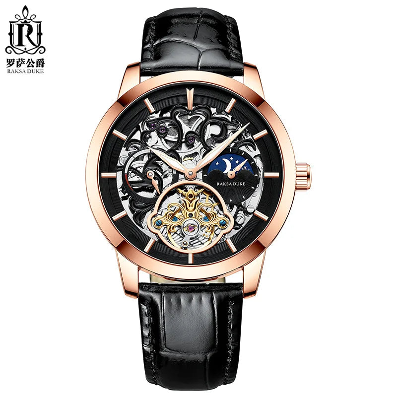 RAKSA DUKE T876F Top New Leather Mechanical Watch Fashion Casual Men's Automatic Watch Luminous Waterproof Watch