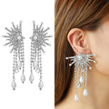 Bulk Women's Vintage Zinc Alloy Pendant Earring Tassel Design Silver Plated Crystal Rhinestone GRS Certified Luxury Jewelry