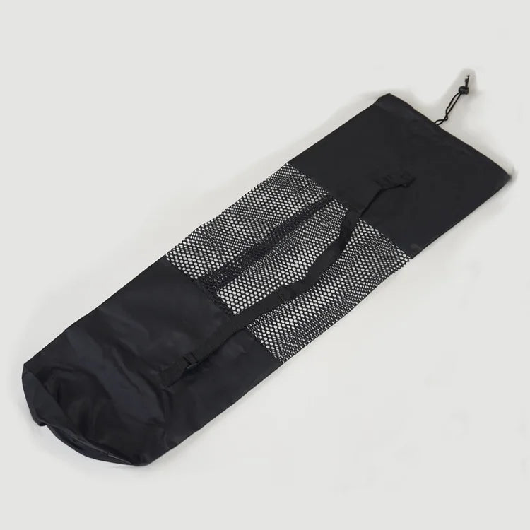 Factory Outlet Eco-friendly Portable Black Polyester Mesh Gym Fitness Yoga Mat Bag Drawstring Opening