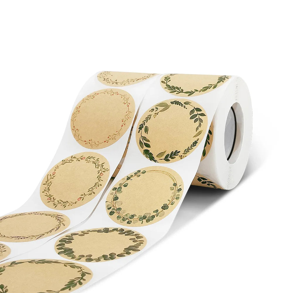 2 Inch DIY Kraft Paper Adhesive Stickers Handwriting Decorative Sealing Labels for Packaging Gift Etiquettes Etiquetas Adhesivos