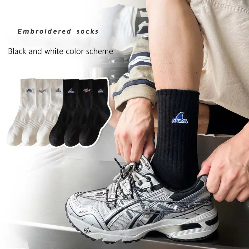 Unisex Men's & Women's Embroidery Socks Spring Autumn Sweat-Absorption Breathable Cotton New Logo on Bottom