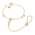 N&S Women's BlingBling Zircon Finger Bracelet 18K Gold Stainless Steel Trendy Hand Chain Jewelry for Anniversary Occasions Gift