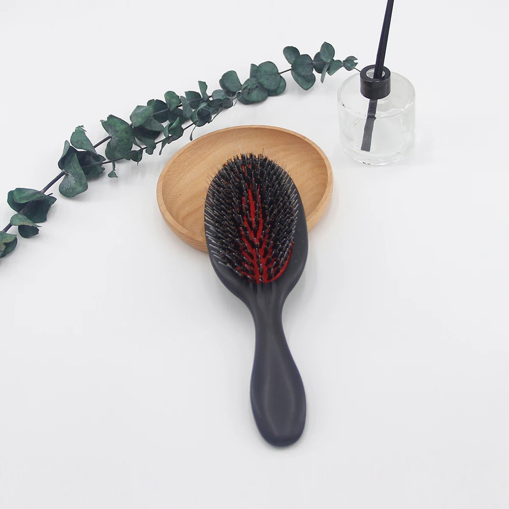 Heat Resistant ABS Boar Bristle Hair Brush With Medium Hard Nylon Hair Brush for Wig Hair Brush Extension