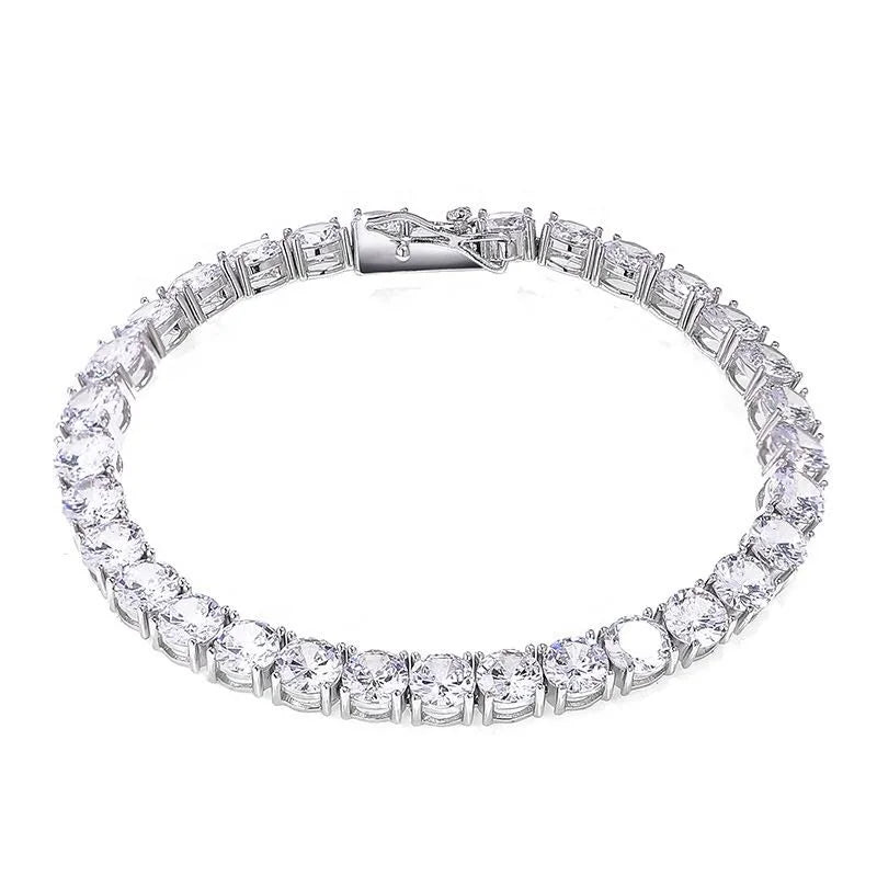 Starsgem Women Classic Jewelry 3mm 4mm 5mm Round Moissante Diamond Link Chain Tennis Bracelet