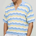 Custom Design Logo Summer Casual Fashion Short Sleeve Tshirts Knitwear Striped  Knitted Crochet T-shirt Men Polo Shirts