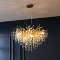 Luxury Decorative Glass Indoor Lighting Gold Water Drop Crystal Creative  Chandelier
