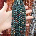 Wholesale Natural Faceted Heliotrope Bloodstone Diamond Cutting Gemstone Round Loose Beads