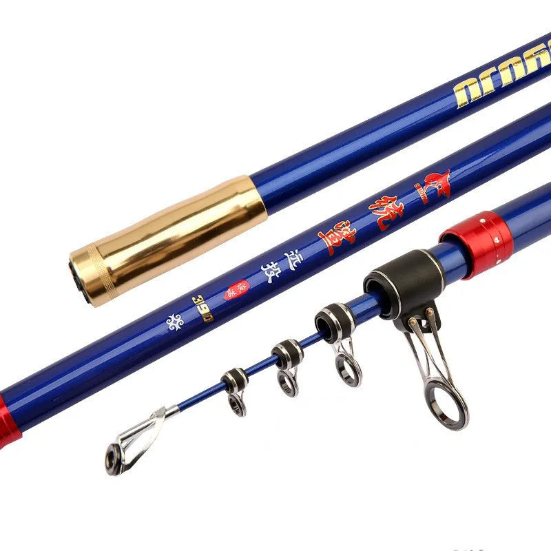 2.1m - 4.5m Salt Water Super Hard Carbon Fiber Telescopic Reel Set and Rotary Fishing Rod