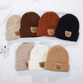 Custom Logo Children Acrylic Knitted Beanie Hats With Cute Bear Embroidery Winter Warm Thick Hat Caps for Kids