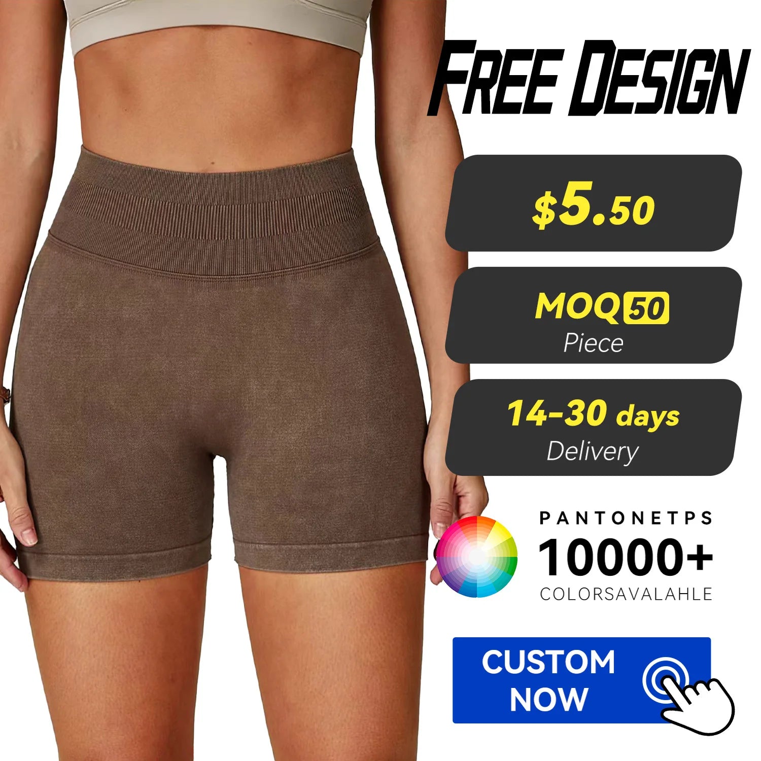 Wholesale Solid Seamless Sand Washing Yoga Shorts Women's High Waist Scrunch Butt Sports Running Hip Lifting Fitness Shorts