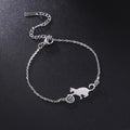 Cat Playing Ball of Yarn Bracelets for Women Stainless Steel Animal Cute Kitten Charm Bracelet Jewelry Birthday Gift