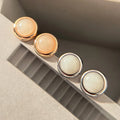 925 Sterling Silver Minimalist Style Earring Cat Eye and White Chalcedony Gemstone Earring for Woman