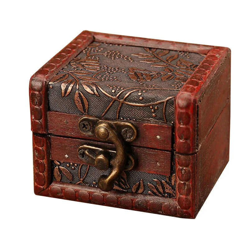 Antique Nostalgic Wood Jewelry Box Earring Necklace Ring Storage Box Small Jewelry Packing Luxury Package Box