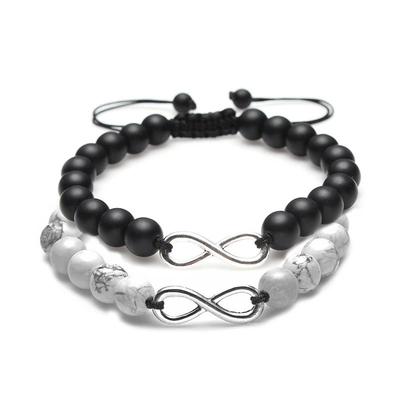 Hot Selling Wholesale Custom 8mm Charm Beads Adjustable Braided Stretch Natural Lava Stone Bead Bracelet