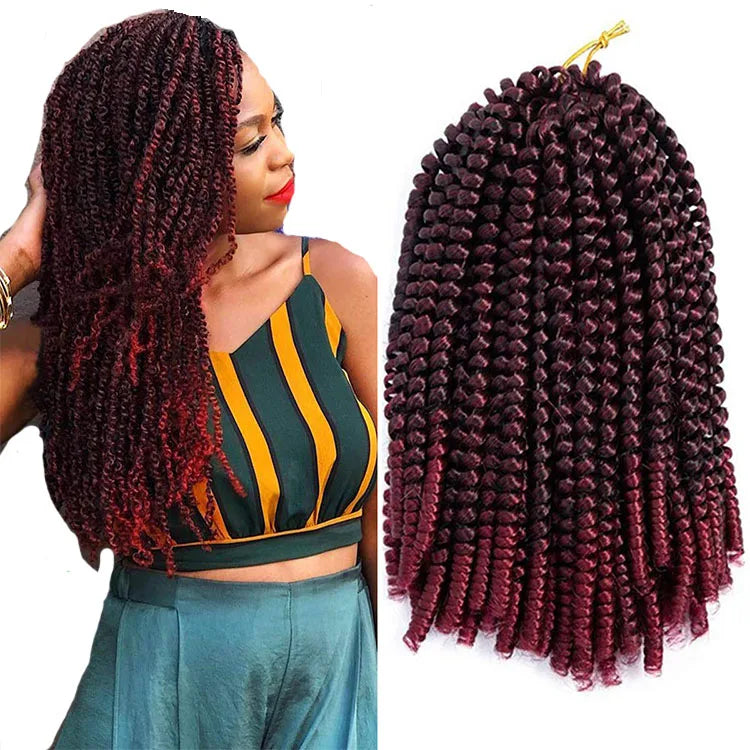 Spring Twist Crochet Hair Extensions African Springy Braiding Hair 8inches Long Soft Bouncy Synthetic Fiber Ombre Color MegaBDM
