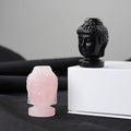 Diy Home Decoration Hand Carved Natural Flash Rose Quartz/Obsidian Crystal Buddha Head Statue for Home Decoration