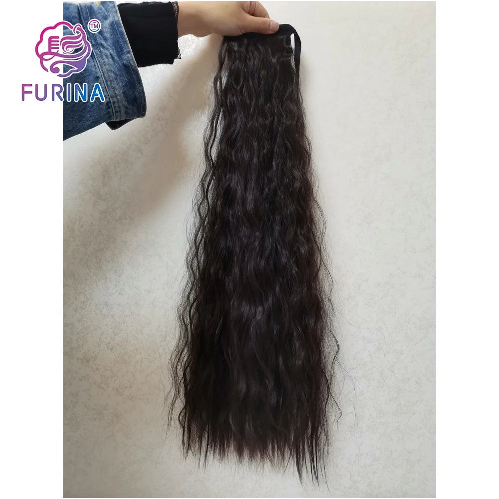 Popular Kinky Curly Ponytail Synthetic Hair Long  Wrap Around Synthetic Ponytail  for Women