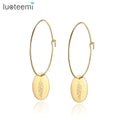 SP-LAM Korean Summer Large Gold Stainless Steel Hoop Earrings Tree Pendant Fashionable Hoop Earrings