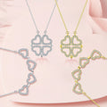 YILUN Romantic Magnetic Clover Heart Necklaces Custom OEM 925 Sterling Silver Dainty Lucky Four Leaf Clover Necklace for Women