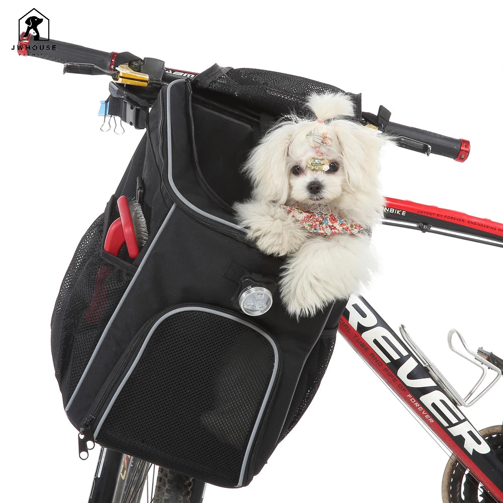 Bicycle Front Handlebar Basket Outdoor Sport Removable Waterproof Zipper Cotton Solid 6KG Pet Carrier Frame Bag Bike Dog