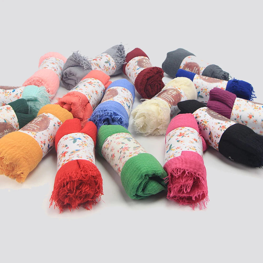 2024 Cheap Cotton and Linen Arab Hijab Scarf for Women Ethnic Shawl Veil for Muslim Women's Wear