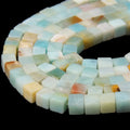 Factory Price Cube Shape Natural Amazonite Jasper Agate Stone Beads 4x4mm Loose Cubic Shape Gemstone Beads for Jewelry Making