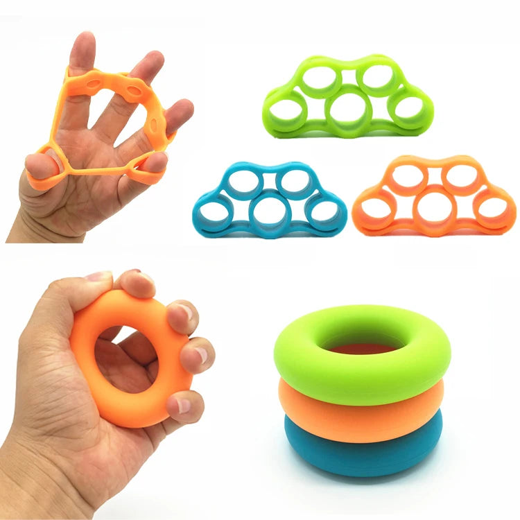 Six Piece Silicone Stretcher Finger Expander Exercise Gripping Ring Training Wrist & Hand Grip Strengthener Set