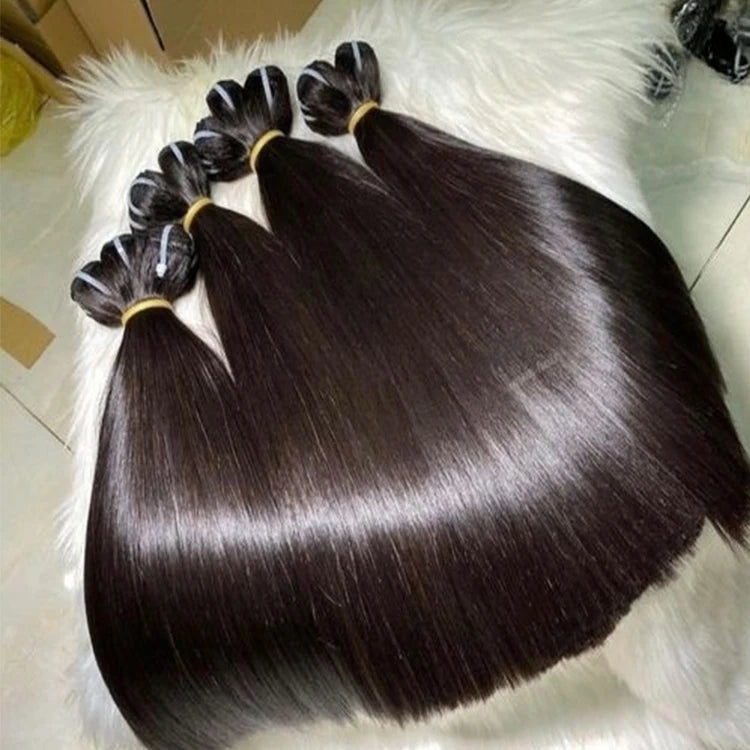 Wholesale Straight Human Hair Bundles Brazilian Raw Virgin Remy Natural Black Double Drawn Weave Extensions Vendor MegaBDM