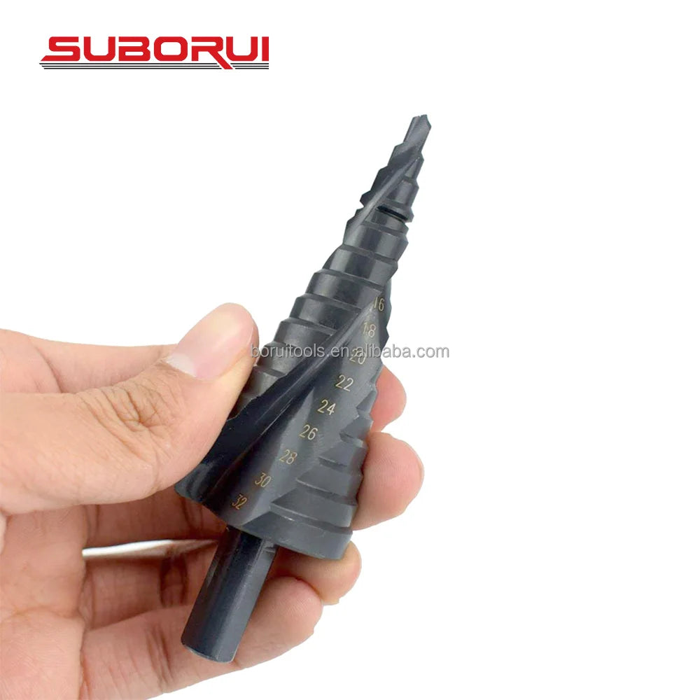 SUBORUI 3PC 4-12mm 4-20mm 4-32mm HSS Step Cone Drill Bit Stufenbohrer Set Brocas Escalonada De Metal Stepped Drill Set for Metal