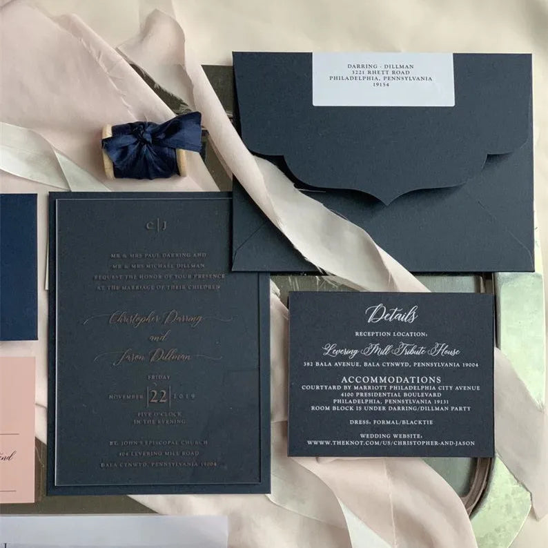 Top Quality Clear Acrylic Wedding Invitations Transparent Acrylic Engagement Invitation Envelope