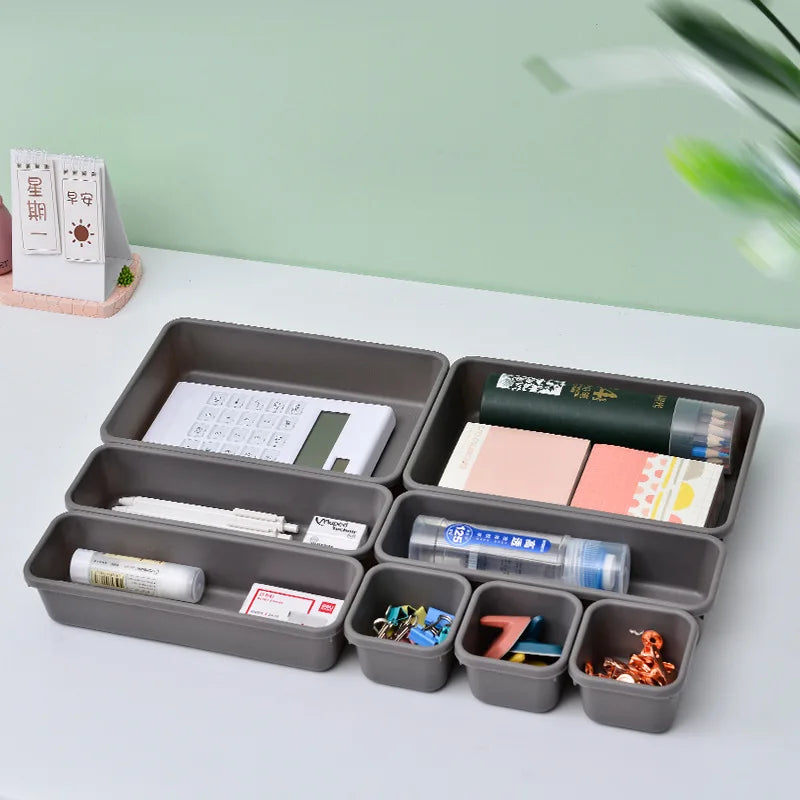 8Pcs/set Acrylic Pp Plastics Drawer Organizer Toys Cosmetics Office Kitchen Closet Jewelry Makeup Desk Storage Boxes Bins