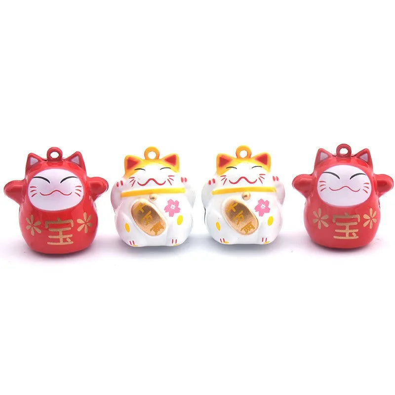 Japanese Good Lucky Bell Maneki Neko Charm Fortune Jingle Bells Loose Beads Charms for DIY Crafts Jewelry Keychains Wind Chimes