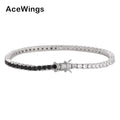 BB145 3mm Black and White Zirconia Brass Setting Tennis Bracelet