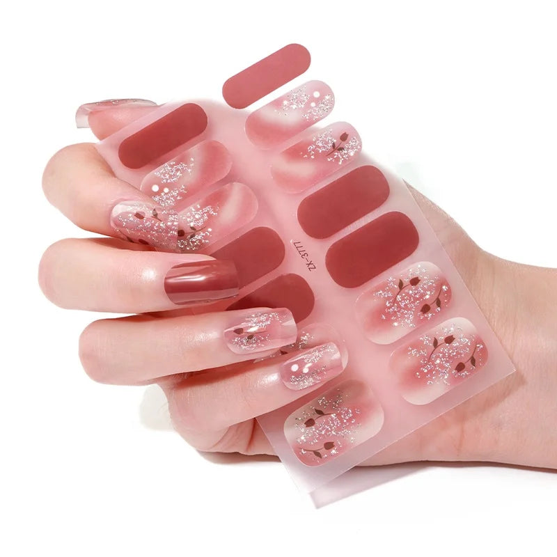 New Hot Sell Non-Toxic Spring New Floral Gloss Nail Strips Wholesale Nail Polish DIY Nail Atr Stickers