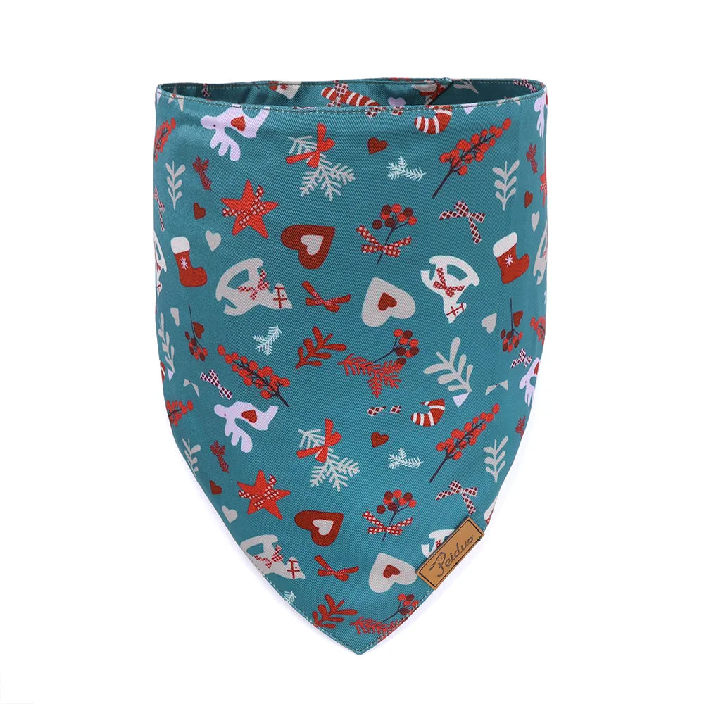OEM Customized Solid Color Dog Bandana V Cut Triangle Cotton Bamboo Polyester Animal Print Scarf Summer Christmas Dog