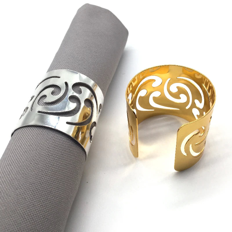 Customized Design Stainless Steel Metal Serviette Rings Unique Napkin Ring Holder for Wedding Hotel Restaurant