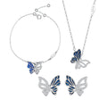 Daidan Jewelry 925 Sterling Silver Set Mothers Day Bracelet Enamel Cubic Zirconia Women Butterfly Jewelry Set