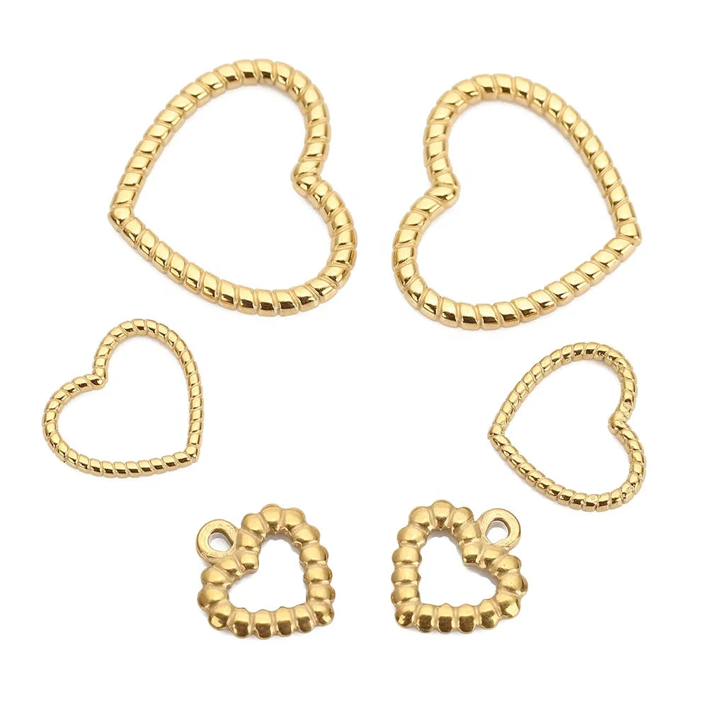 Wholesale Stainless Steel Gold Steel Heart Love Pendant Necklace Bracelet Diy Jewelry Making Accessories