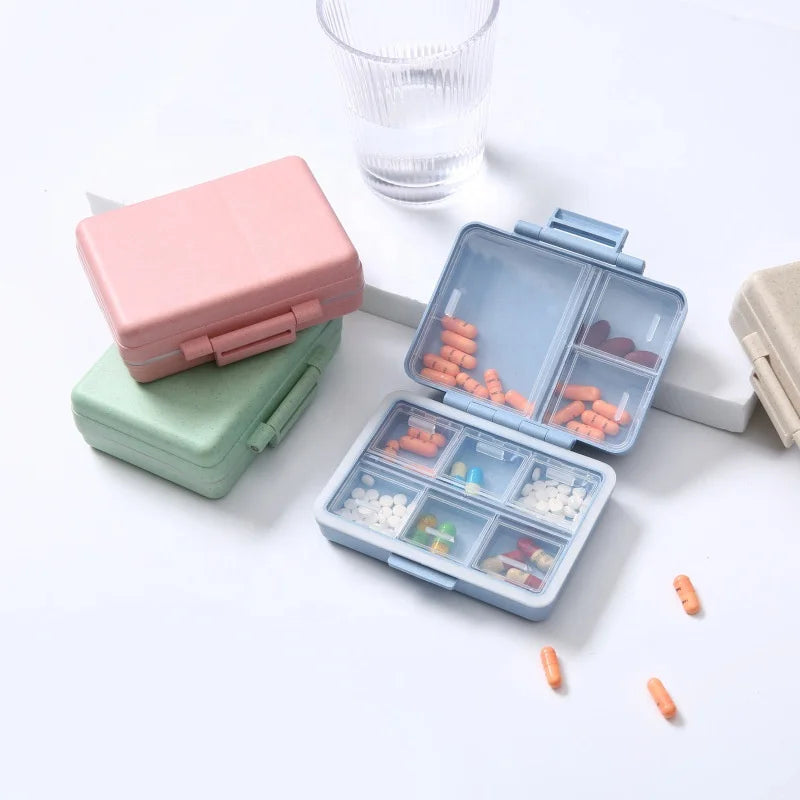 Portable Daily Pill Case Travel Pill Organizer Moisture-Proof Feature Pocket Purse Medicine Vitamin Holder Storage Boxes Bins