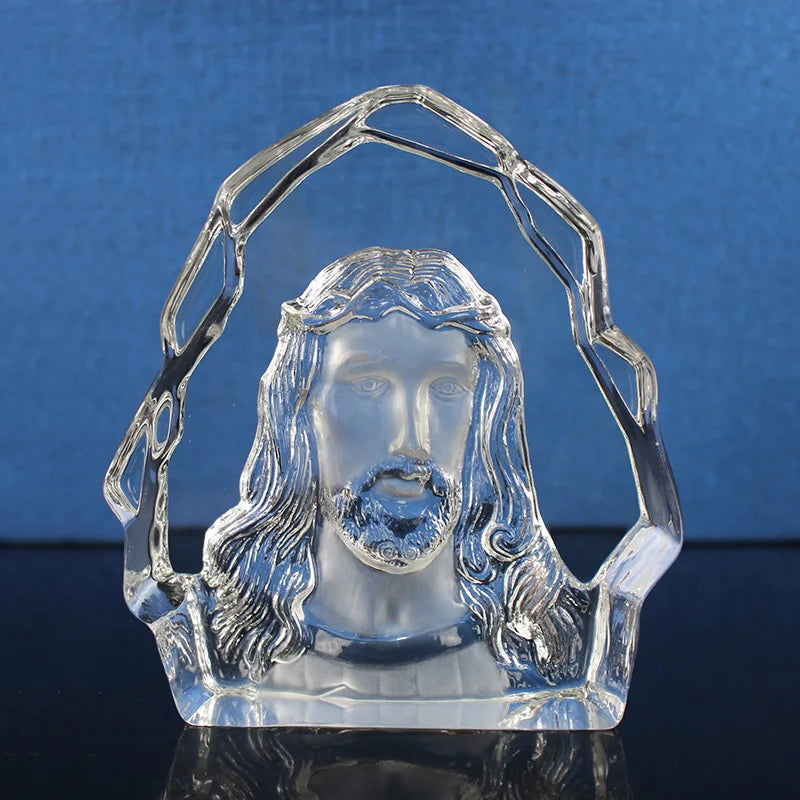 Wholesale Religious Christian Gift Crystal Glass Jesus Engraved Religious Iceberg Crystal