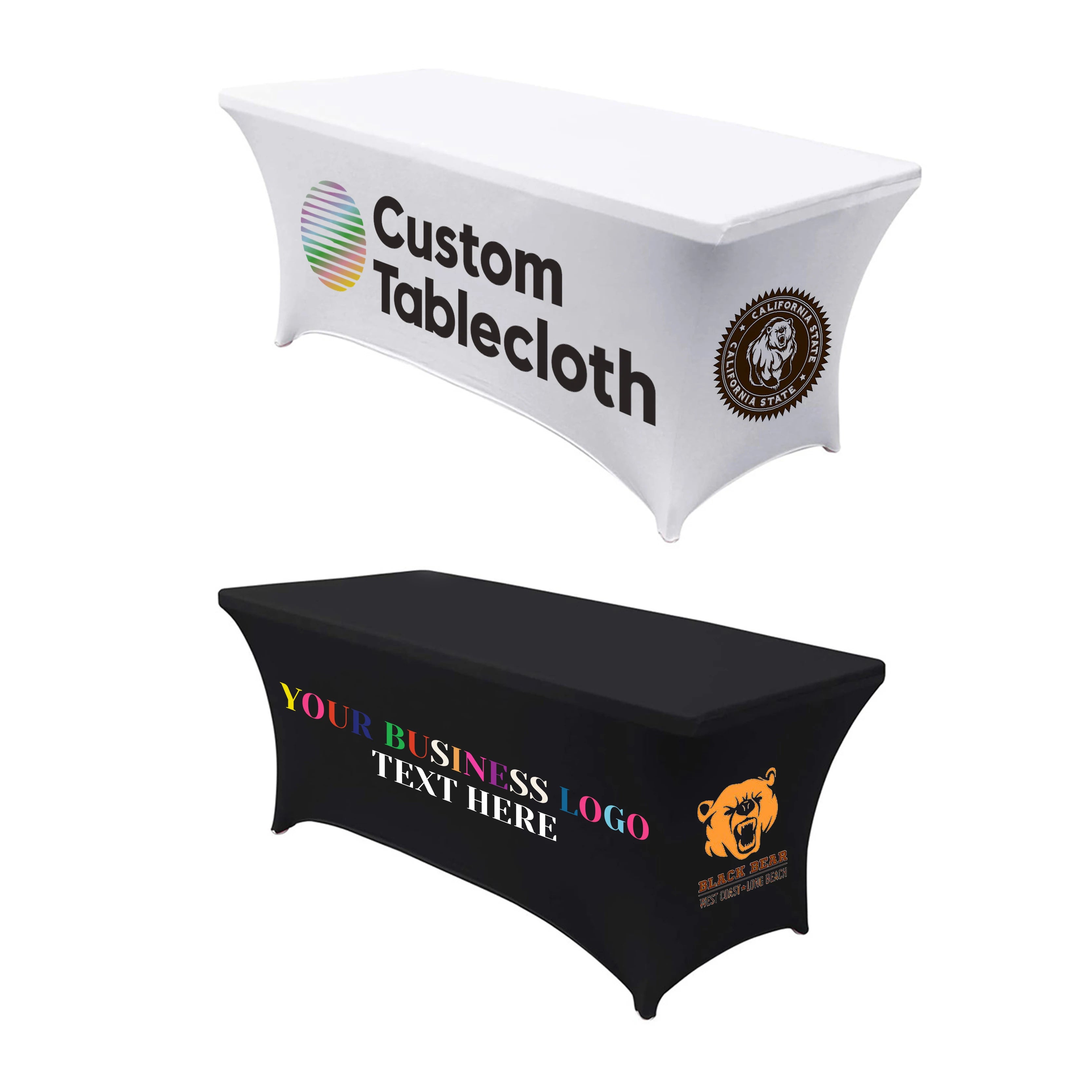 Custom Logo Elastic Tablecloth with Full Color Printing for Events Banquets & Advertising Message Table Cloth