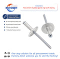 Large Flange Round Head Fasteners DIN7337 Standard 3/16 5/32 Aluminium Bright Finish Class 4 Blind Pop Rivets Screw Fastening