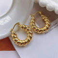 Vintage Fashion Women Earring Charm JewelryNew Twist Croissant 18k Gold Plated Hoop Earrings