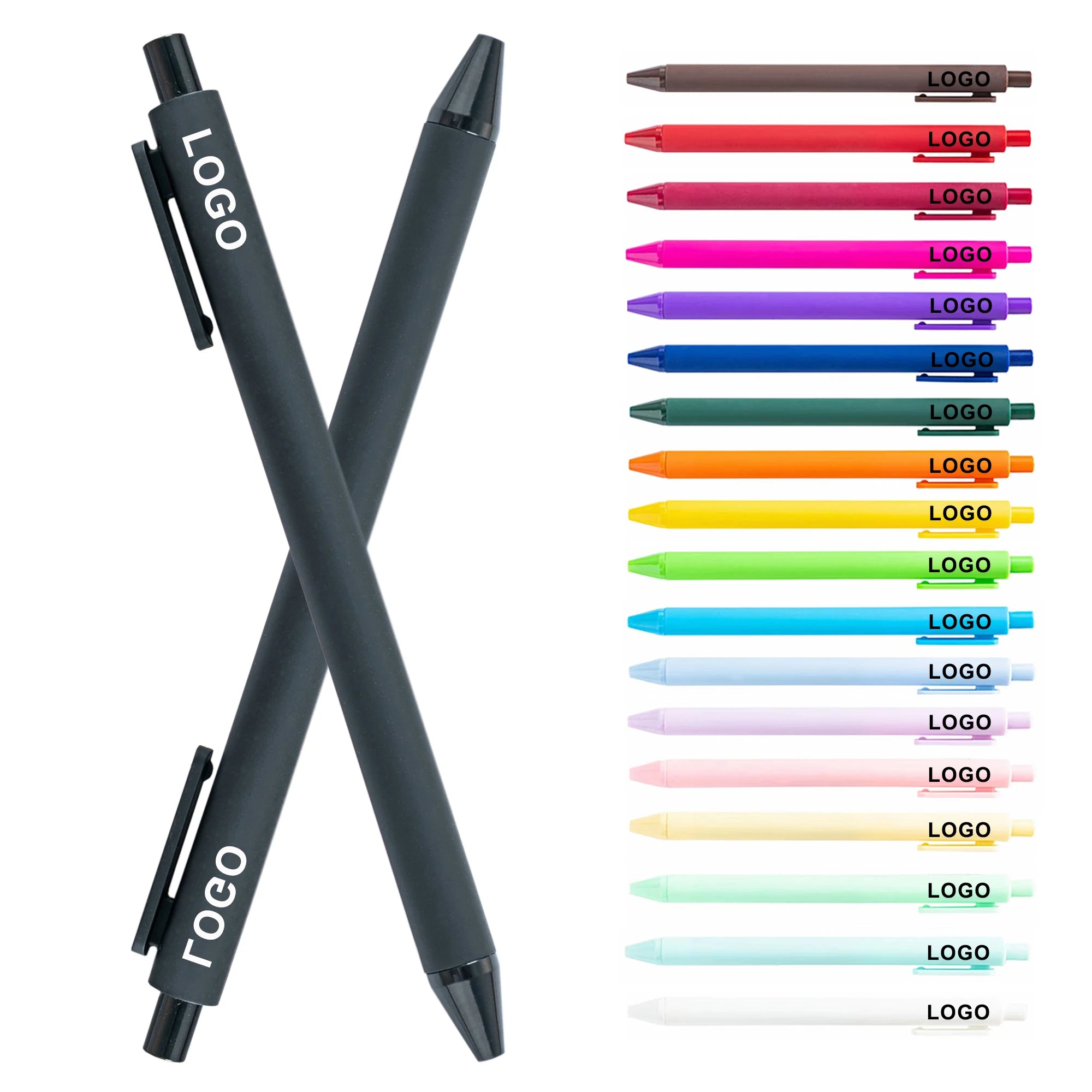 Cheap Ballpoint Pen With Custom LOGO Rubber Coated Click Pen Stock Gift Pens
